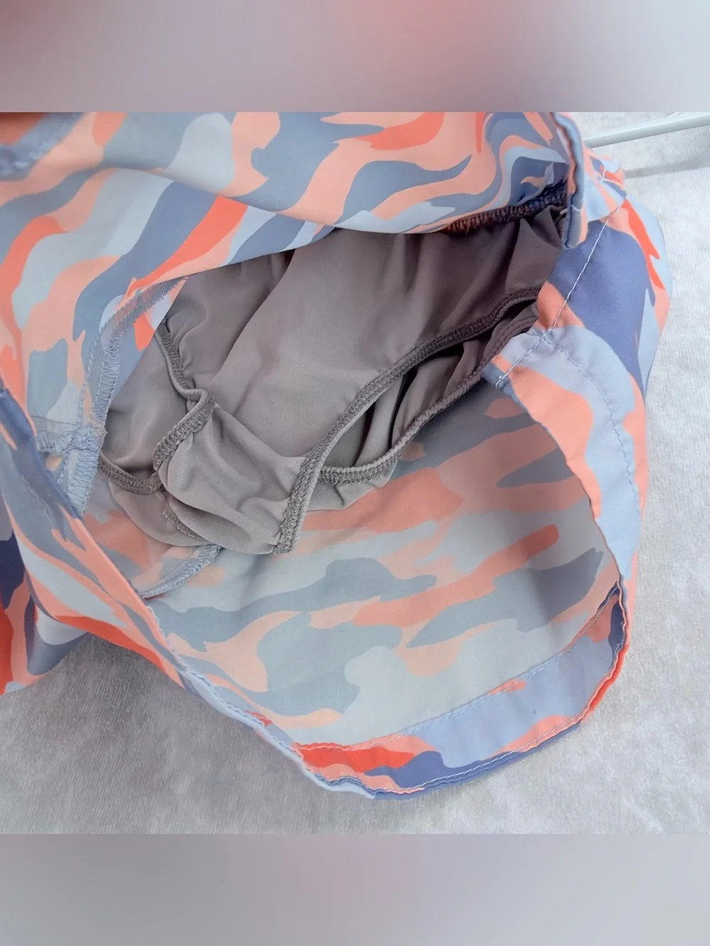 Girls Old Navy Active Light Blue and Coral camo Patterned Shorts 8